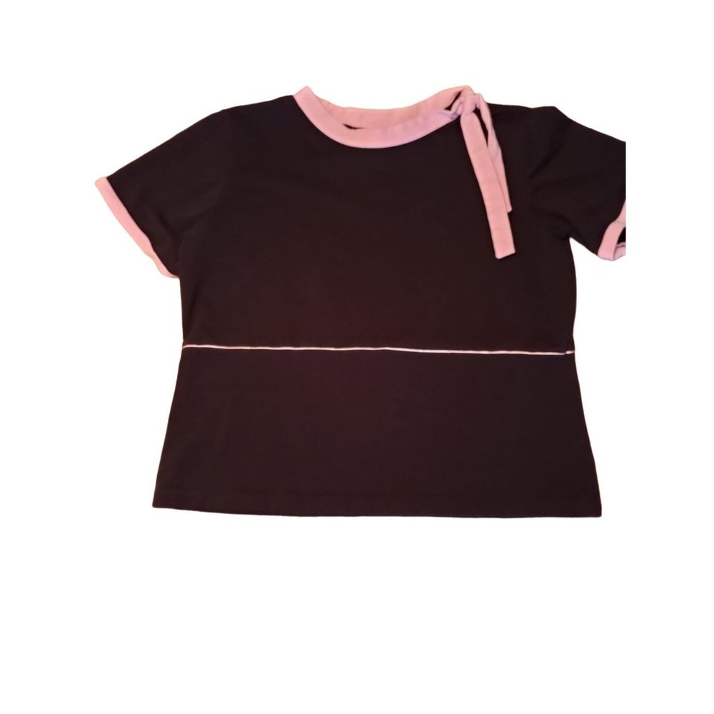 CAROLINA COLORS PLUS Casual Black Round Neck Blouse with Pink Accents Size 14-16